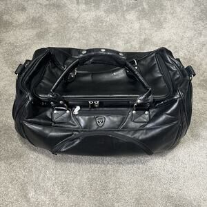 VTG Leather Nike Golf Weekender Duffel Bag Black Large